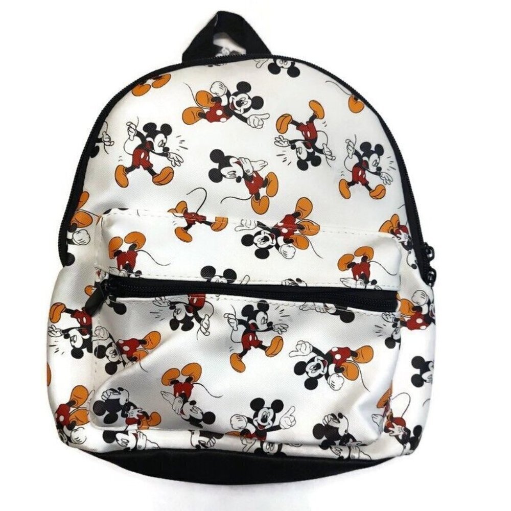 Bioworld Disney MINI Backpack Multi-Color MICKEY MOUSE Print White 11" x 9"